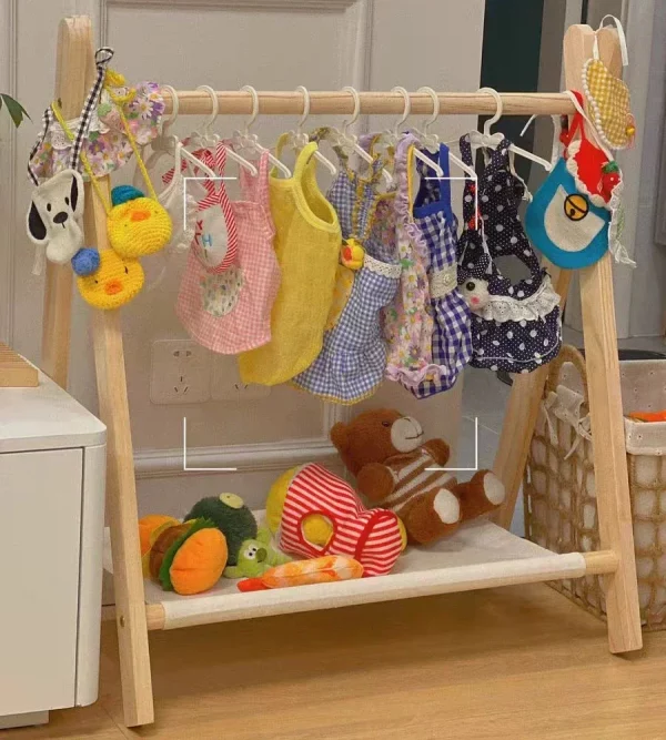 Portant vêtement enfant en bois avec étagère – Image 2
