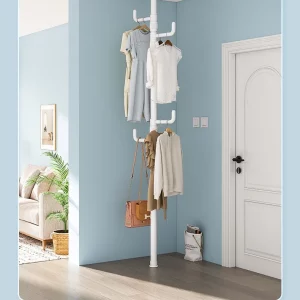Portant vêtement télescopique de plafond avec 4 crochets