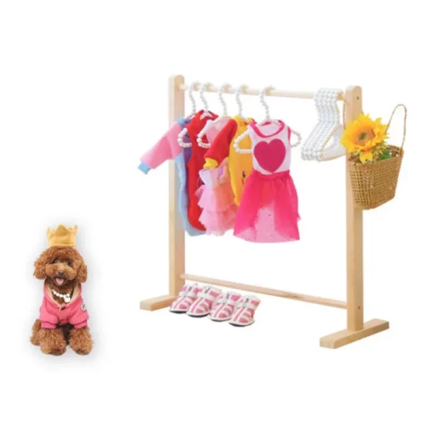 Portant vêtement enfant compact en bois naturel – Image 6