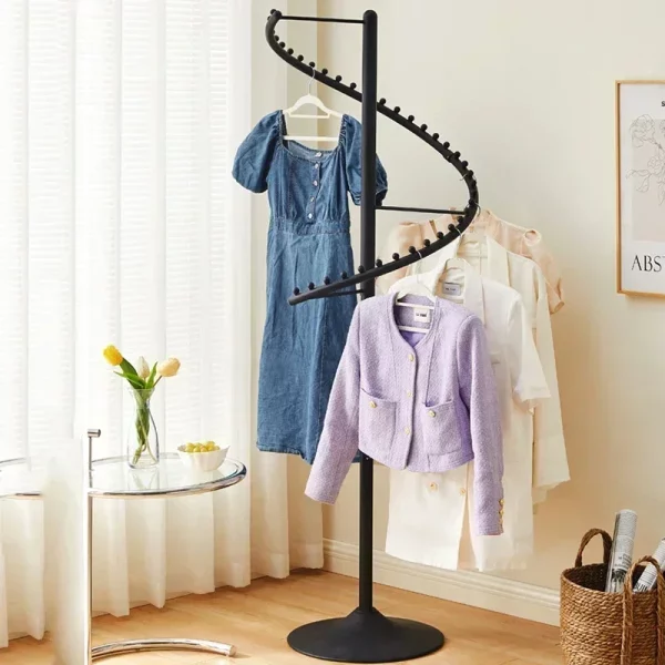 Portant vêtement design en spirale en métal professionnel