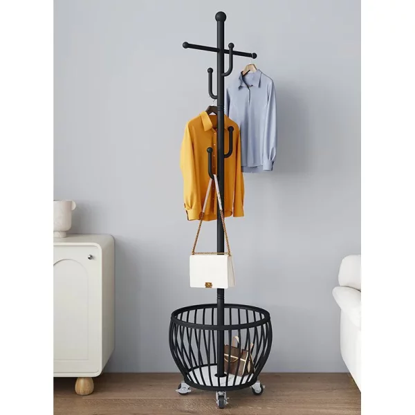 Portant vêtement roulette avec panier design cactus – Image 8