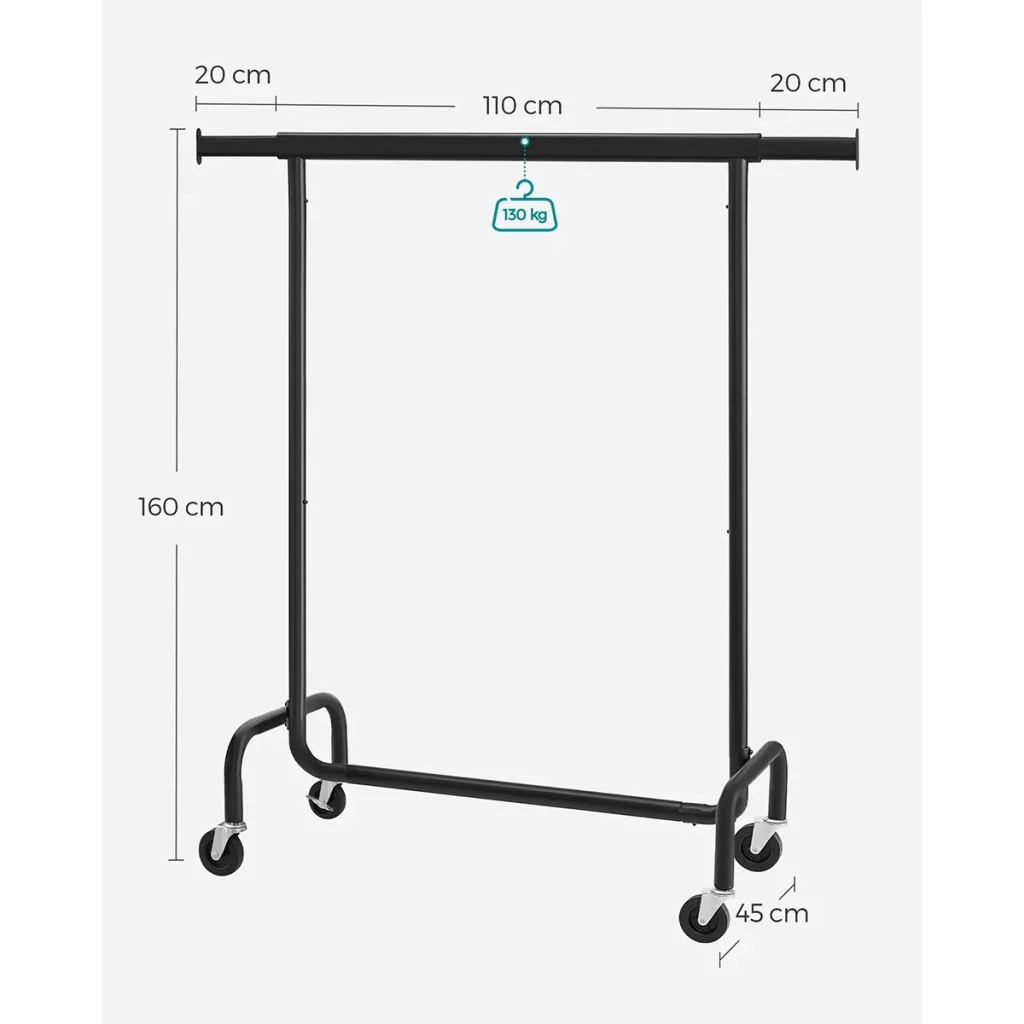 Portant vêtement roulette en acier robuste 130 kg
