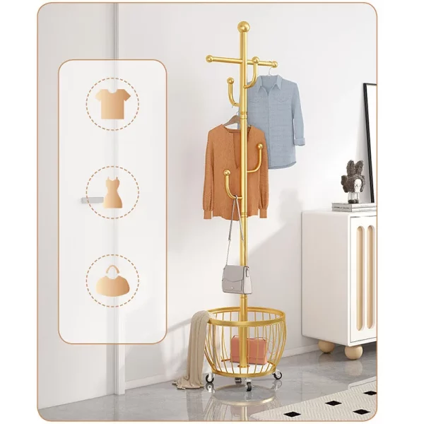 Portant vêtement roulette avec panier design cactus – Image 9