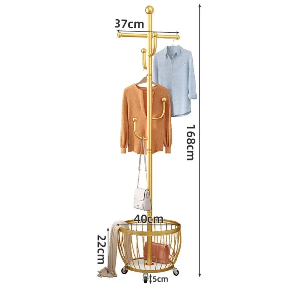 Portant vêtement roulette avec panier design cactus