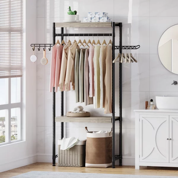 Portant vêtement salle de bain réglable multi-niveaux – Image 2