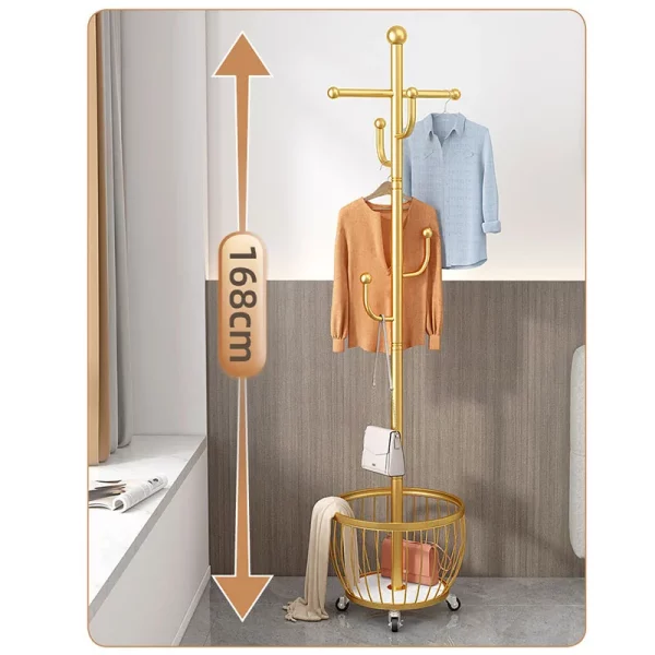 Portant vêtement roulette avec panier design cactus – Image 10
