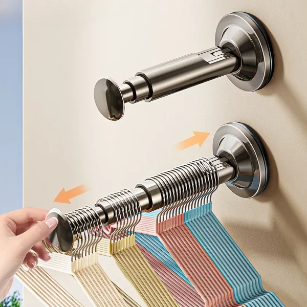 Barre à cintres murale pliante à ventouse - lot de 2