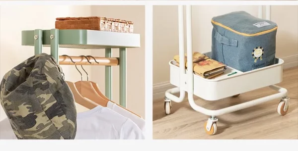Portant vêtement roulette compact avec étagère de rangement – Image 12