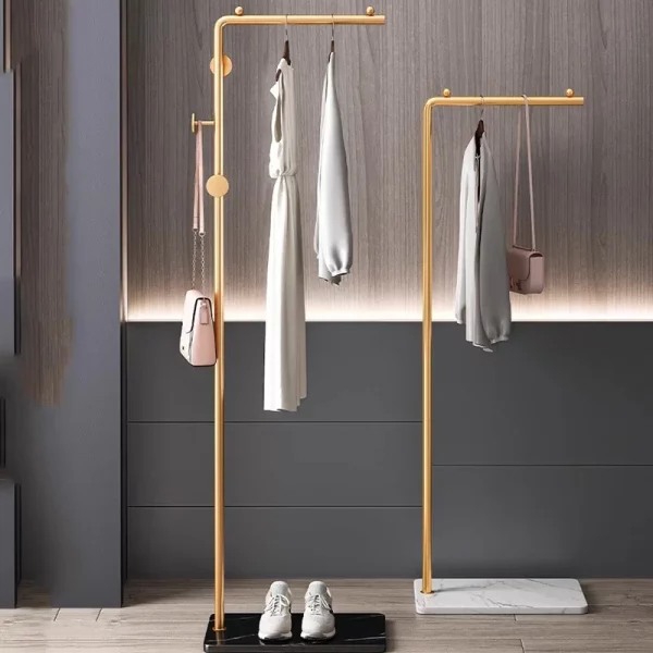 Portant vêtement sur pied compact élégant base marbre blanc – Image 2