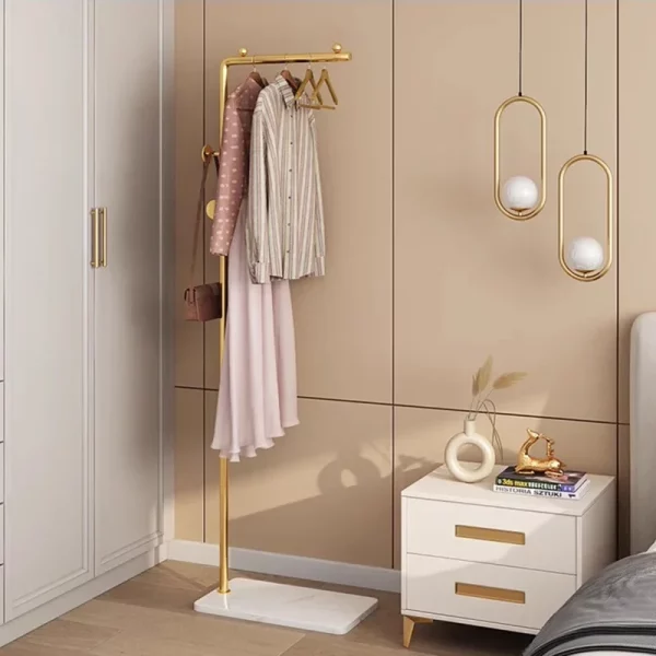 Portant vêtement sur pied compact élégant base marbre blanc – Image 4