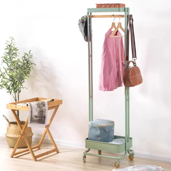 Portant vêtement roulette compact avec étagère de rangement – Image 6