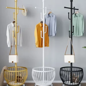 Portant vêtement roulette avec panier design cactus